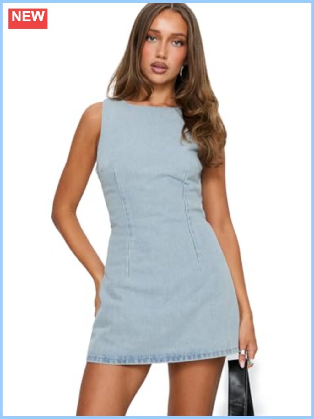 Denim Playsuit with Tie-Back Detail, Sleeveless Romper, Invisible Back Zip, 70%